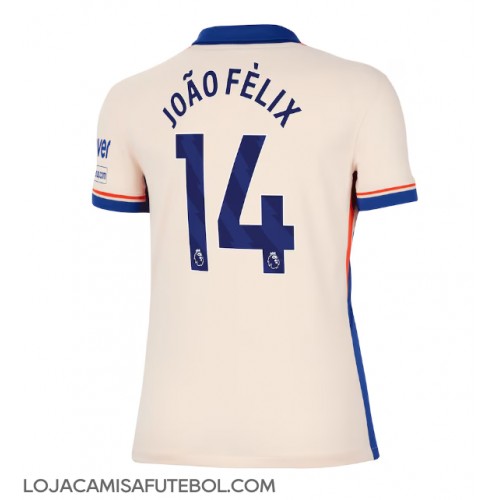 Camisa de Futebol Chelsea Joao Felix #14 Equipamento Secundário Mulheres 2024-25 Manga Curta